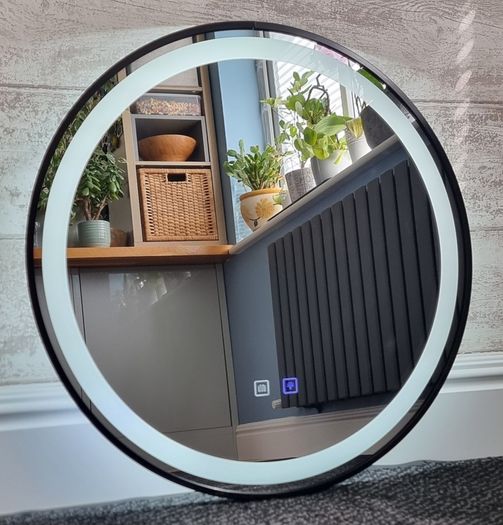 LED Bathroom Mirror 60cm Black Frame Antifog