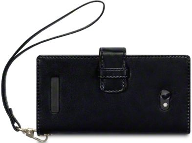 New Htc Windows Phone 8x Premium Pu Leather Wallet Black & Hot Pink  With Floral Interior / Black With Tan Inside
