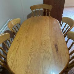 Solid Oak Dining Table & 6 Chairs