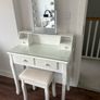 Beautiful White Makeup Table with Hollywood Style Glam Mirror Image 8