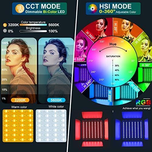 LED Video Light Panel, RGB Video Lighting with APP Control, 800D Studio LED Photography Lighting with Tripod Kit, 18 Kinds Lights Scene LED Light Panel for YouTube Studio Video
