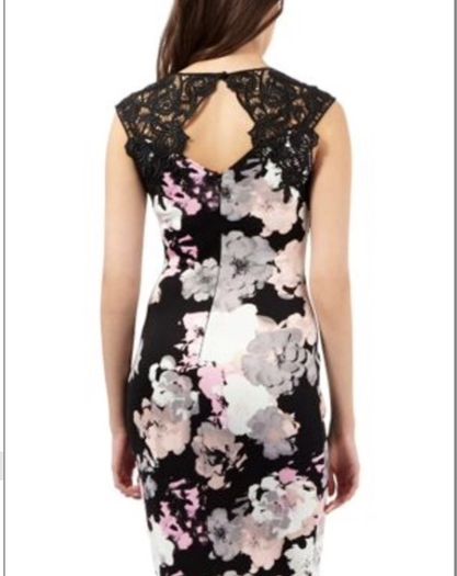 Lipsy Black Floral print Lace Dress