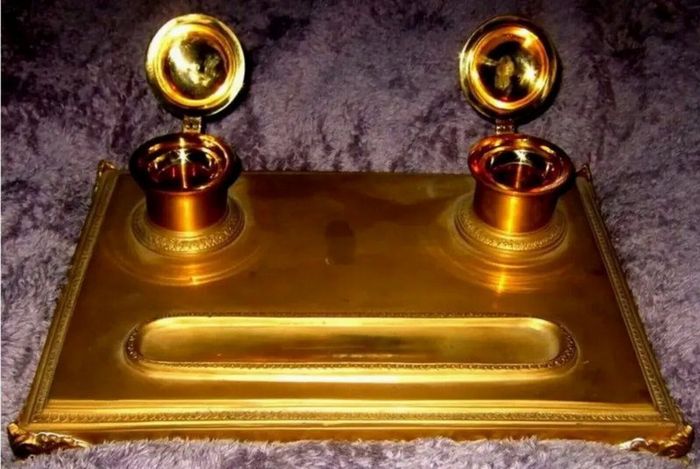 Early Victorian Brass Inkstand