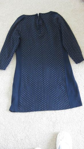KEN bought in TK Maxx ladies knit style navy winter dress with beige detail size small 8 to 10