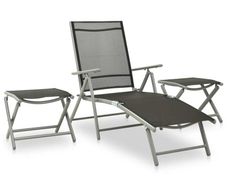 3 Piece Garden Lounge Set Textilene and Aluminium Silver