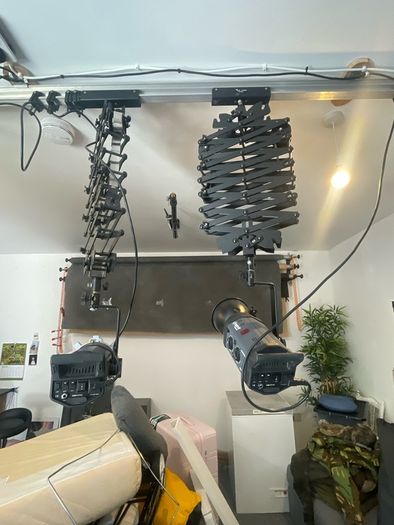 Studio lights rails backdrops