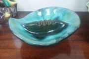 Stunning Vintage Mid Century Modern Ceramic Ashtray in the Most Amazing Turquoise Green and Brown Glaze, Grand River Pottery, Fergus, Canada- A Tobacciana Collector's Dream Piece!