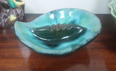 Stunning Vintage Mid Century Modern Ceramic Ashtray in the Most Amazing Turquoise Green and Brown Glaze, Grand River Pottery, Fergus, Canada- A Tobacciana Collector's Dream Piece!