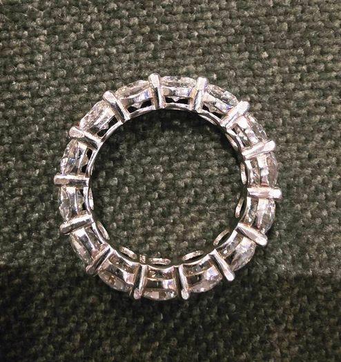 Platinum plated sterling silver Eternity Ring with 7.5ct of Moissanite