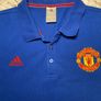 Adidas Manchester United FC 2016 Mens Blue Polo Neck T-Shirt Size Large Image 6