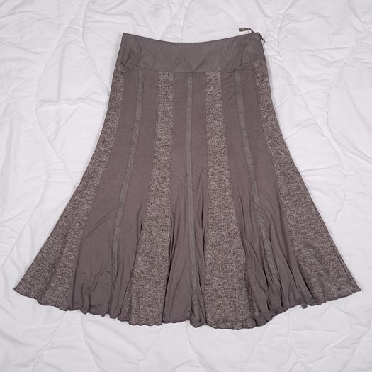 Kapalua Earth Tone Taupe Brown Paneled A-Line Midi Skirt 12UK/40EU