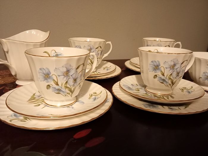 Rare Vintage Duchess, Blue Floral Coffee Set.Fine Bone China,England.