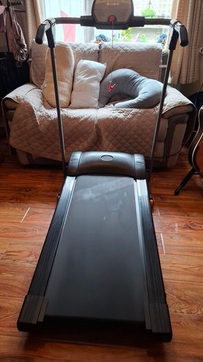 V-fit folding treadmill on wheels