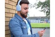 Bluetooth Headphones Blue/Silver Head Phones