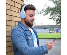 Bluetooth Headphones Blue/Silver Head Phones