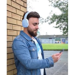 Bluetooth Headphones Blue/Silver Head Phones