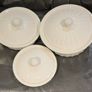 3 white serving bowls with lids. Image 2