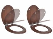 Toilet Seats with Soft Close Lids 2 pcs MDF Brown