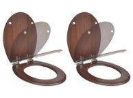 main image for ad Toilet Seats with Soft Close Lids 2 pcs MDF Brown