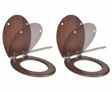 Toilet Seats with Soft Close Lids 2 pcs MDF Brown