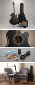 Gear4music Single Cutaway Electro Acoustic Guitar 15W Amp Pack
