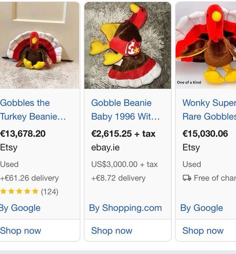 Beanie babies globbles rare discontinued turkey