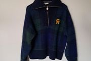 tommy hilfiger half zip tartan sweater size xl ptp 25" in excellent condition