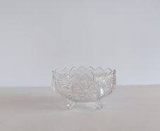1960s Small Oval Vintage Crystal Bowl