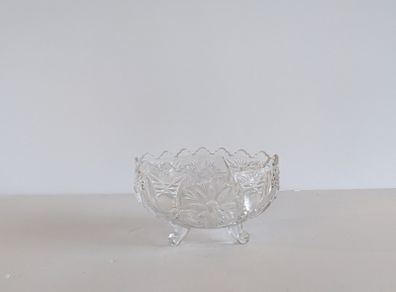 1960s Small Oval Vintage Crystal Bowl