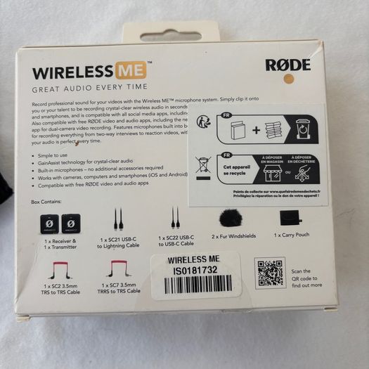 RODE Wireless ME Compact Wireless Microphone System for DJI, Insta360, GoPro, Sony, Canon, Lumix, Leica, Like New!