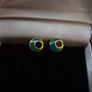 Small Vintage Dark Green and Black Earrings Image 3