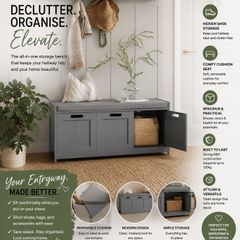 Elegant  Storage Bench & Shoe Cabinet Grey
