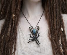 Raven Claws and Labradorite Molten Metal necklace