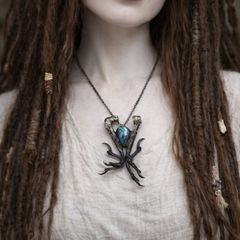 Raven Claws and Labradorite Molten Metal necklace
