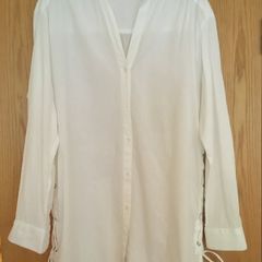 ZARA TRAFALUC Cotton Shirt Side-Laced White