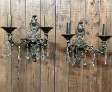 Large and Heavy Empire Style Brass Wall Lights