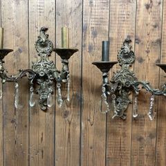 Large and Heavy Empire Style Brass Wall Lights