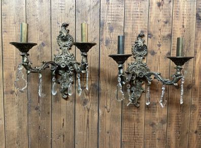 Large and Heavy Empire Style Brass Wall Lights