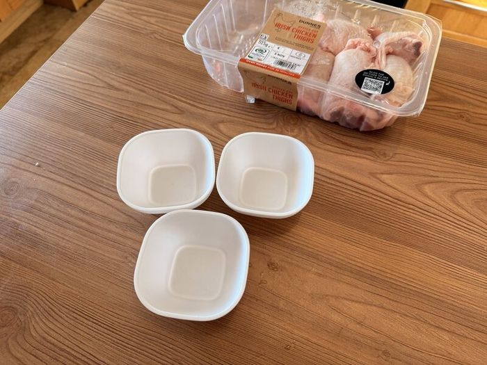 Three Small White Square Bowls