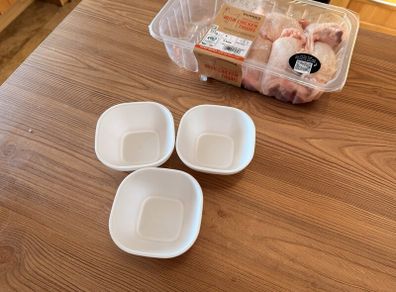 Three Small White Square Bowls