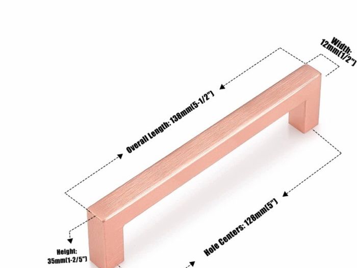 10 Pack Hole Center 128mm Kitchen Cabinet Handle Stainless Steel Brushed Copper Bedroom Drawer Pulls Rose Gold Modern Cupboard Knobs Width 12mm