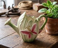 Majolica 2-Sided Butterfly Cabbage Watering Pail