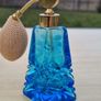 Art deco style cut glass blue perfume bottle Image 4
