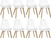 8 x Scandinavian Retro Beech Dining Chairs with Solid Wood Legs