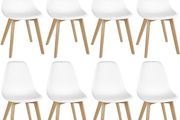8 x Scandinavian Retro Beech Dining Chairs with Solid Wood Legs