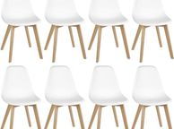 main image for ad 8 x Scandinavian Retro Beech Dining Chairs with Solid Wood Legs