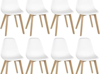 8 x Scandinavian Retro Beech Dining Chairs with Solid Wood Legs