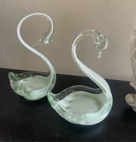 Beautiful Pair of Handblown Glass Swans