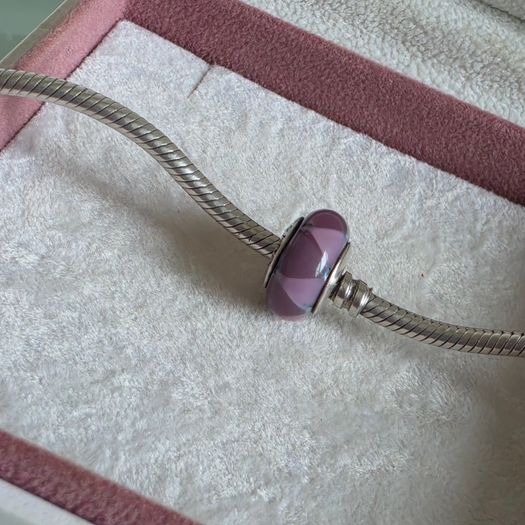 Pandora Purple triangles murano glass charm perfect condition
