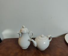 White porcelain teapot and coffee pot, Furstenberg seit 1747 west germany